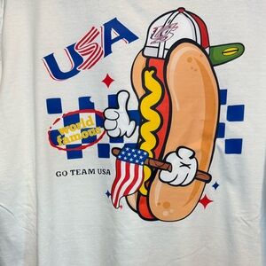 USA Baseball Hot Dog Graphic Tee - White